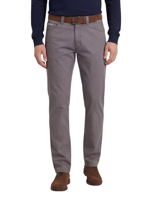 pantalon Meyer Dublin katoen effen grijs normale fit - Image 1