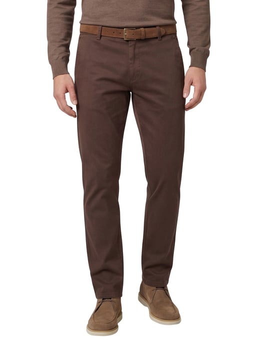 katoenen broek Meyer New York bruin effen - Image 1