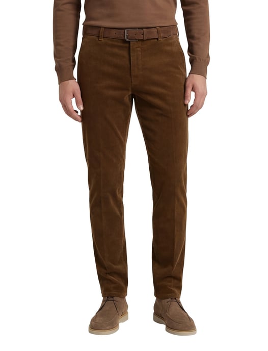 Meyer Bonn broek flatfront bruin katoen - Image 1