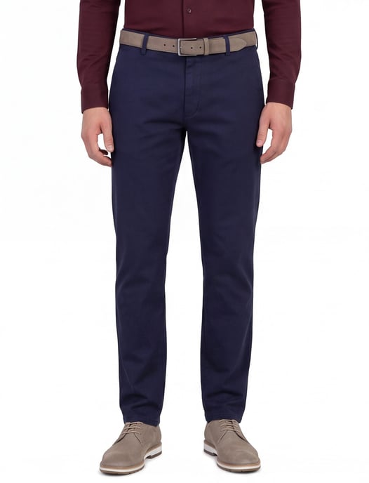 Meyer bonn flatfront broek blauw katoen - Image 1