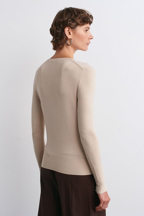 Geribbelde Crew Neck Slim Fit Trui - Image 2