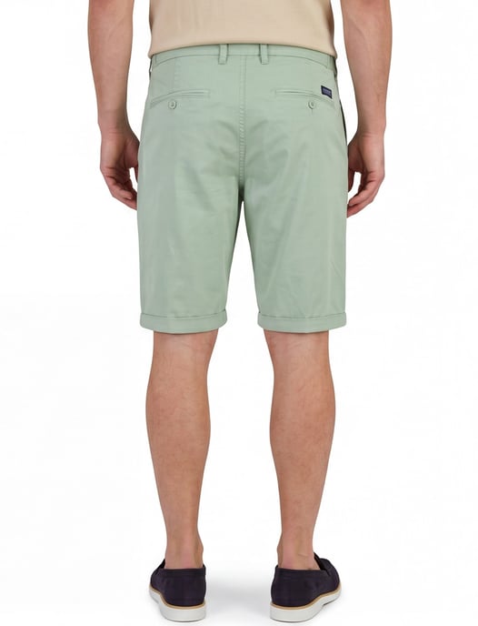 Groene korte broek New Zealand katoen met omslag - Image 2