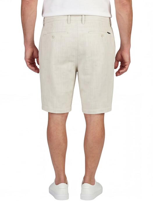 Crèmekleur linnen korte broek New Zealand effen met omslag - Image 2