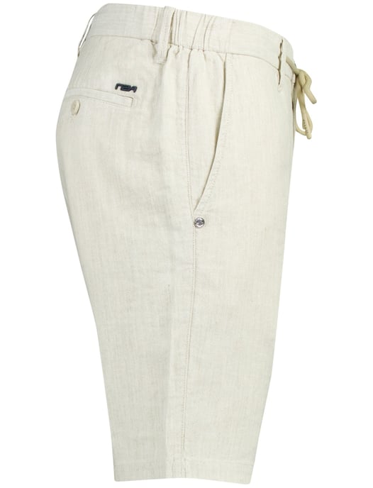 Crèmekleur linnen korte broek New Zealand effen met omslag - Image 3