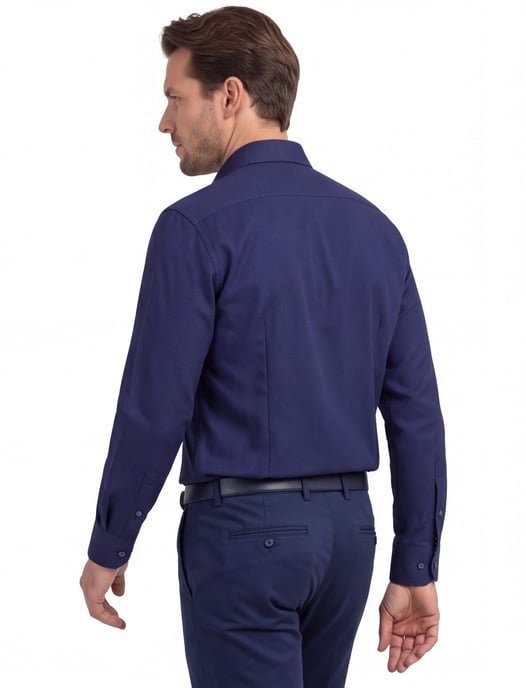 katoenen overhemd Olymp wijde fit effen donkerblauw - Image 2