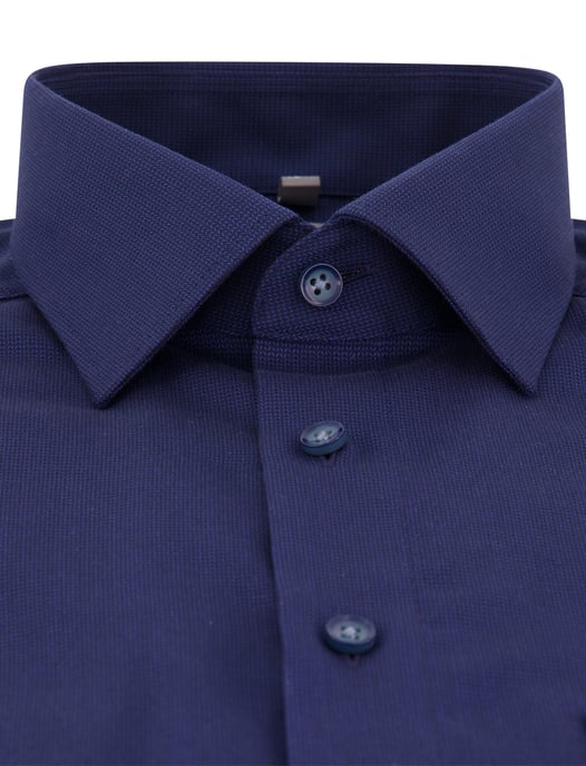 katoenen overhemd Olymp wijde fit effen donkerblauw - Image 3