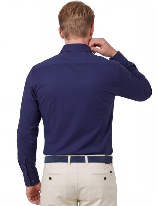 katoenen overhemd Olymp wijde fit effen donkerblauw - Image 2