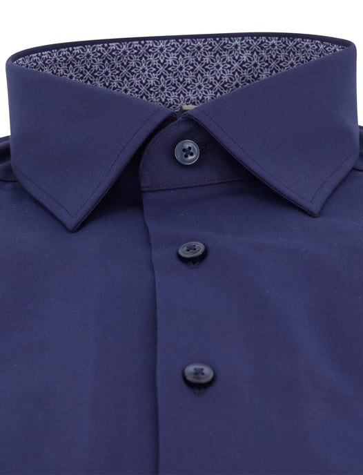 katoenen overhemd Olymp wijde fit effen donkerblauw - Image 3