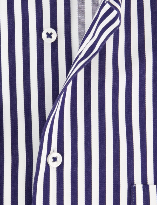 katoenen Eterna overhemd donkerblauw wijde fit gestreept - Image 4