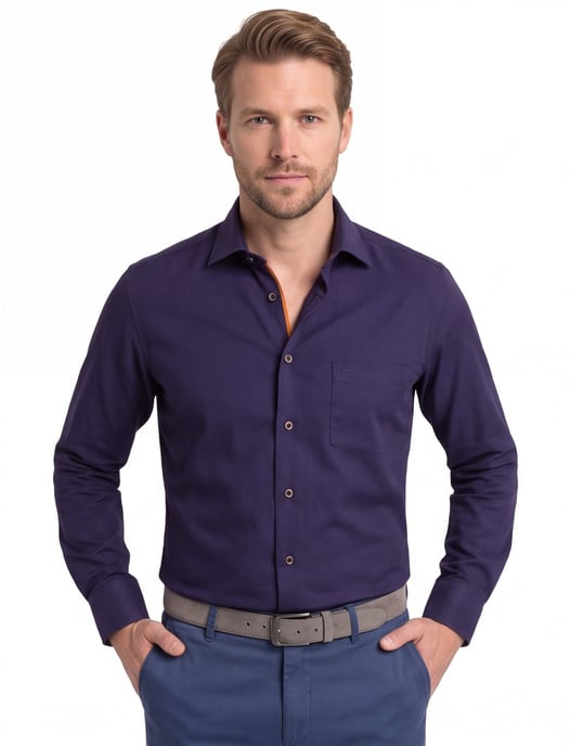 katoenen overhemd Olymp wijde fit donkerblauw - Image 1