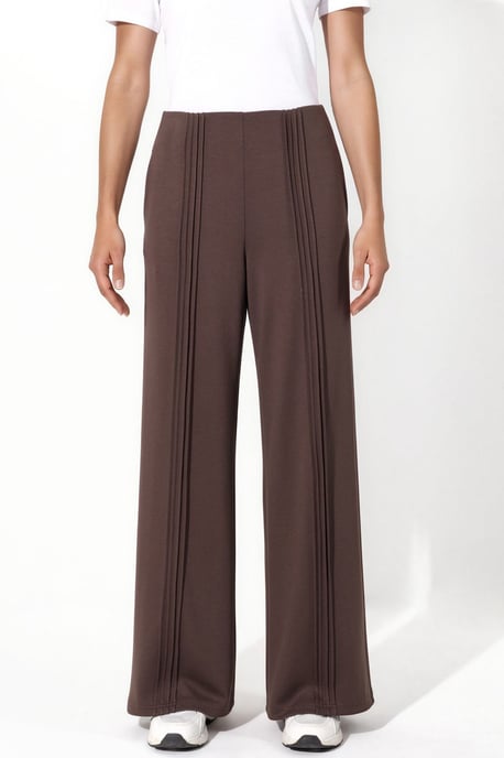 Modal Touch Rib Detail Straight Leg Pants - Image 1