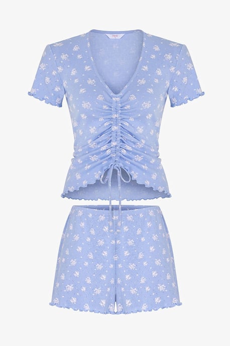 Coralie Pointel Crunchy Floral Patterned Short-Sleeve Shorts Pyjama Set - Image 6