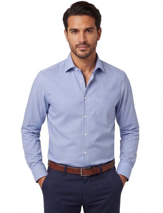 Olymp overhemd blauw normale fit katoen strijkvrij - Image 1
