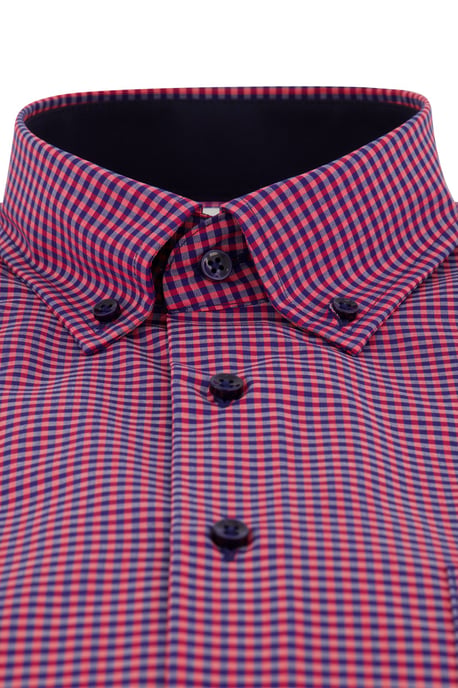 Eterna casual overhemd Comfort Fit roze blauw geruit katoen - Image 3
