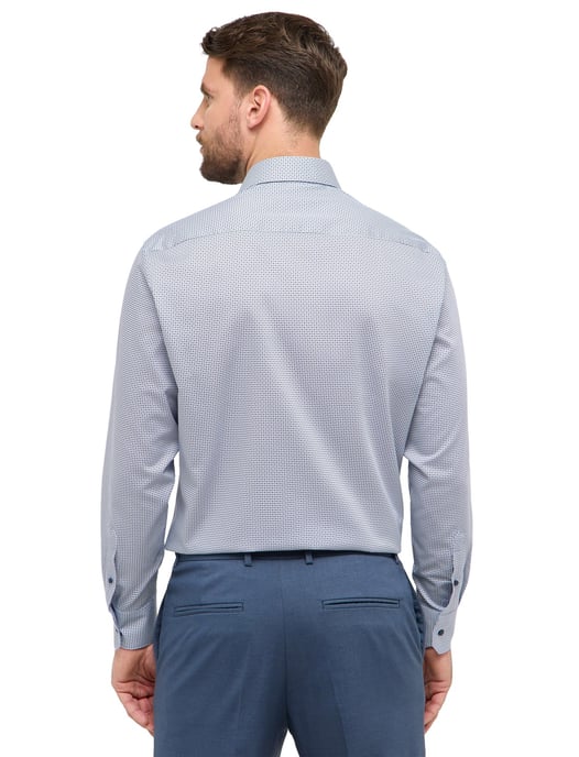 Blauw geprint Eterna overhemd katoen met borstzak - Image 2