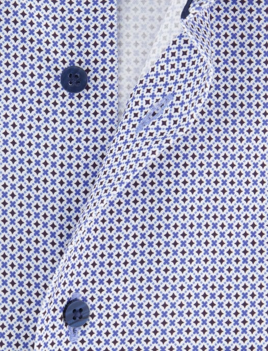 Blauw geprint Eterna overhemd katoen met borstzak - Image 4