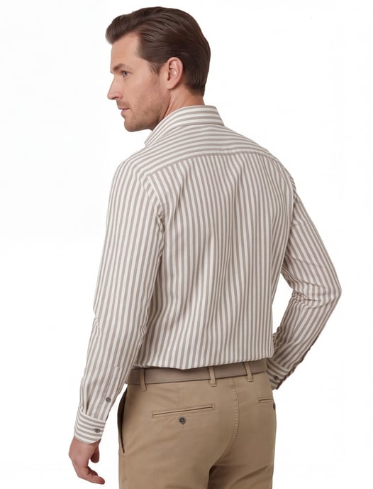 Michaelis overhemden groen wit gestreept slim fit strijkvrij - Image 2