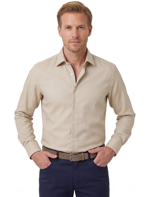 Beige katoenen overhemd Eterna Modern Fit strijkvrij - Image 1