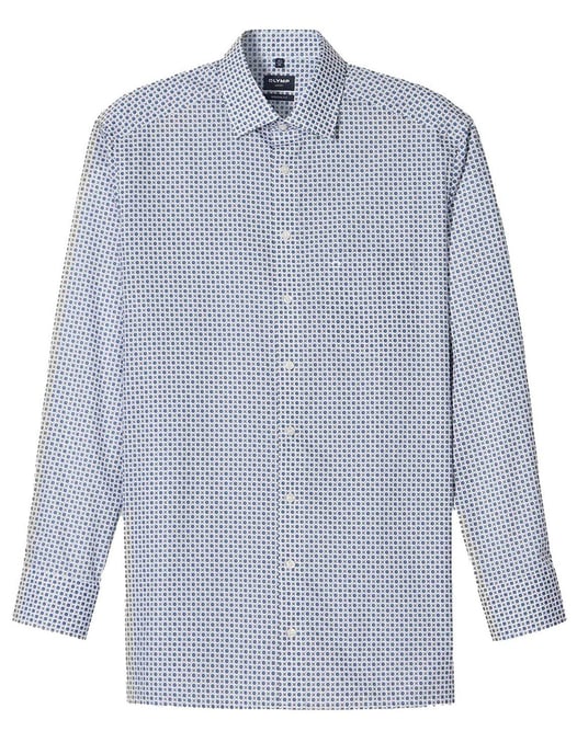 Olymp overhemd blauw geprint polyamide super slim fit - Image 1