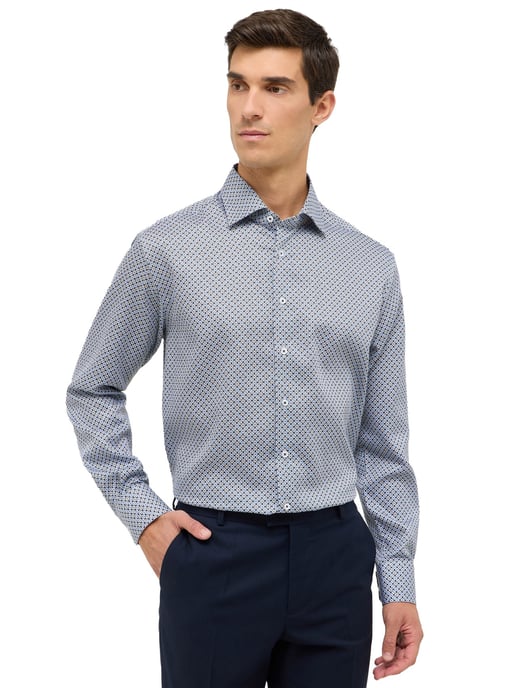 Eterna overhemd blauw geprint normale fit katoen - Image 1