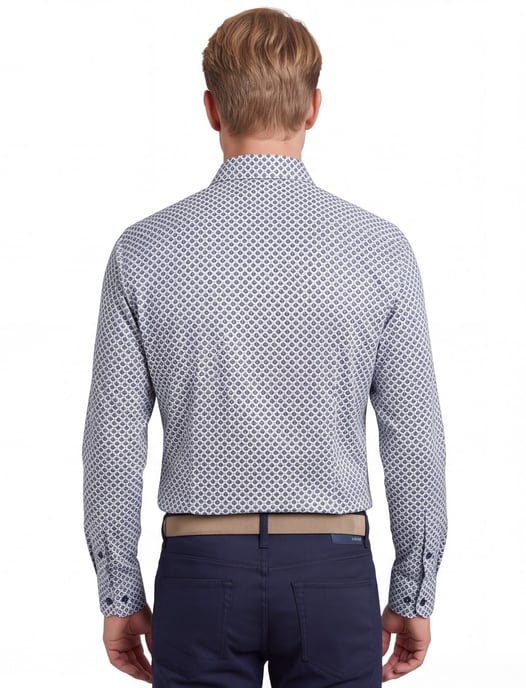 Olymp overhemd blauw geprint modern fit katoen - Image 2