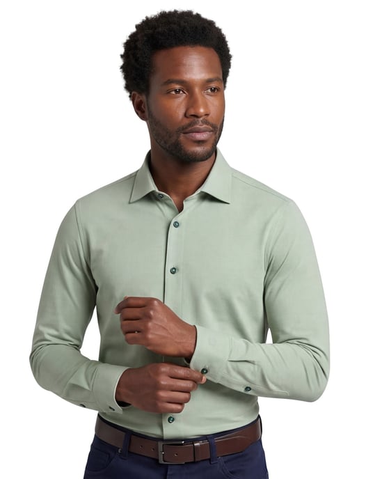 overhemd Olymp Level Five 24/7 slim fit groen effen katoen - Image 1