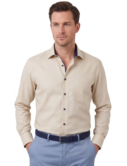 overhemd Olymp Luxor Comfort Fit beige strijkvrij - Image 1