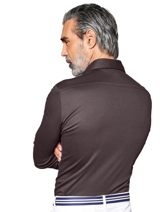 Donkerbruin overhemd Desoto business effen katoen slim fit - Image 2