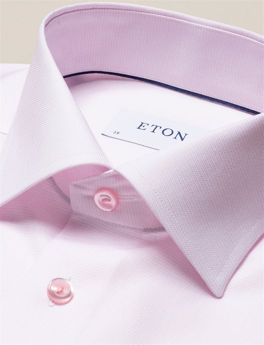 Katoenen Eton overhemd effen roze slim fit - Image 2