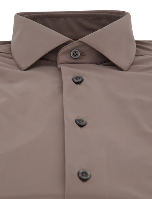 Business overhemd Cavallaro Napoli bruin semi-wide spread boord - Image 3