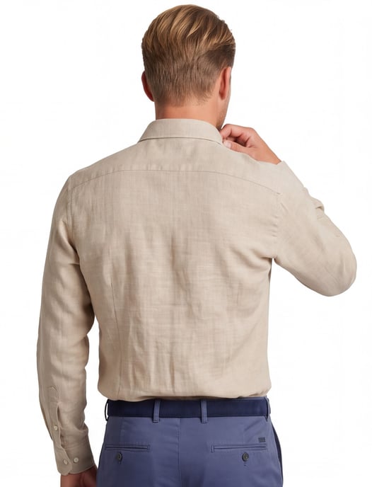 Linnen overhemd beige Seidensticker Slim Fit effen - Image 2