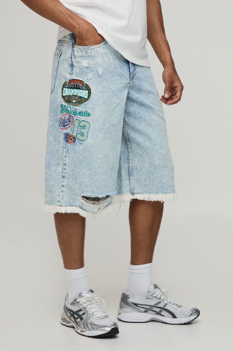 Varsity Applique Longline Jorts - Image 1