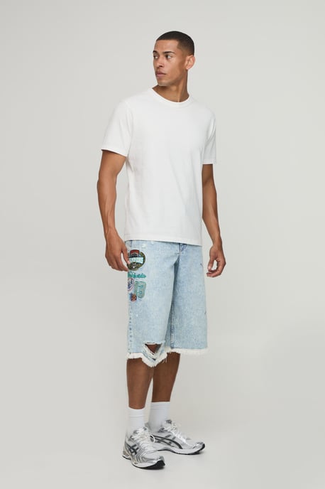 Varsity Applique Longline Jorts - Image 4