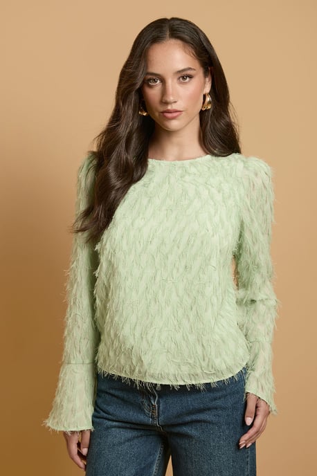 Flared Sleeve Tie Back Blouse - Image 1