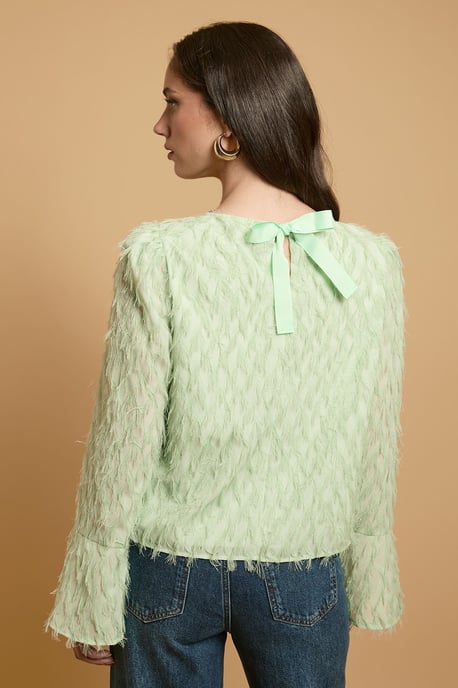 Flared Sleeve Tie Back Blouse - Image 3