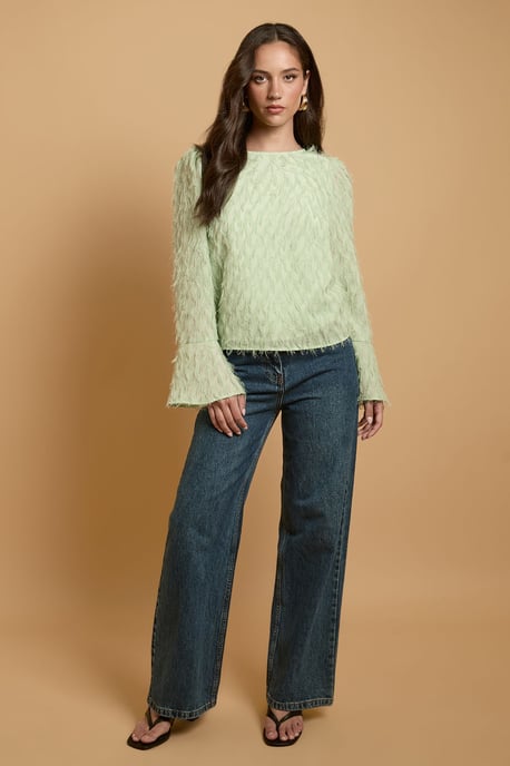 Flared Sleeve Tie Back Blouse - Image 4