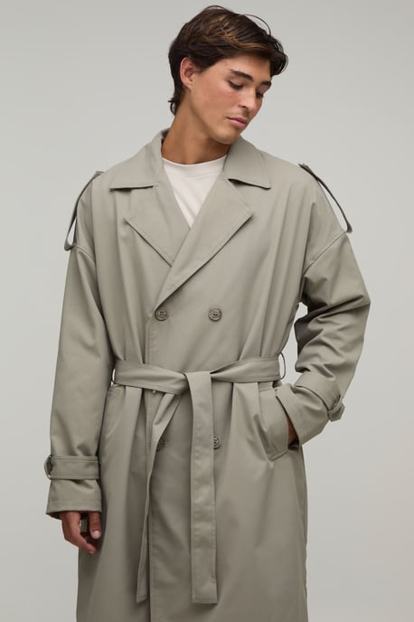 Oversized Fit Twill Trench Coat - Image 3