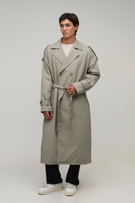 Oversized Fit Twill Trench Coat - Image 4