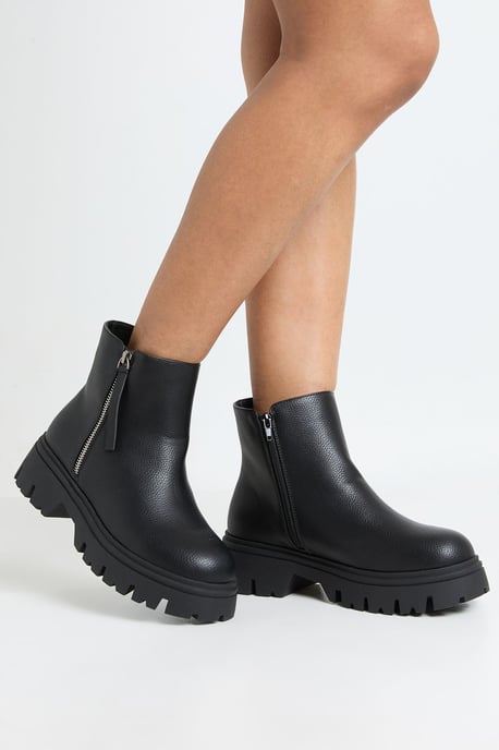 Wide Fit Zip Detail Chunky Chelsea Boots - Image 1
