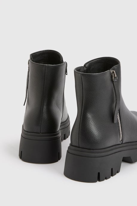 Wide Fit Zip Detail Chunky Chelsea Boots - Image 4