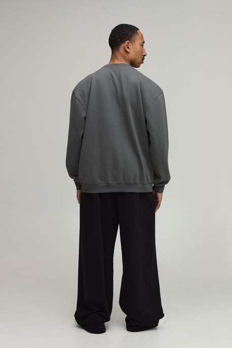 Charcoal Oversized Graffiti Print Sweatshirt - Image 3