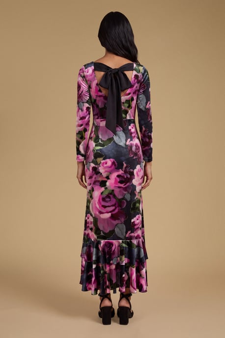 Petite Velvet Rose Print Maxi Dress - Image 2