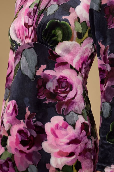 Petite Velvet Rose Print Maxi Dress - Image 4
