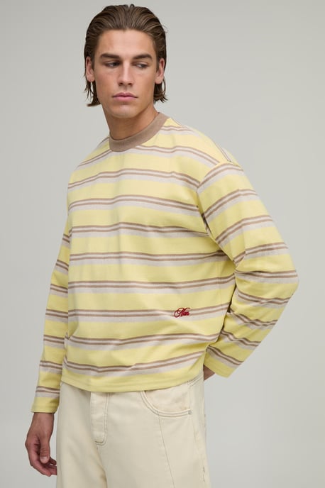 Oversized Boxy Stripe Long Sleeve T-Shirt - Image 1