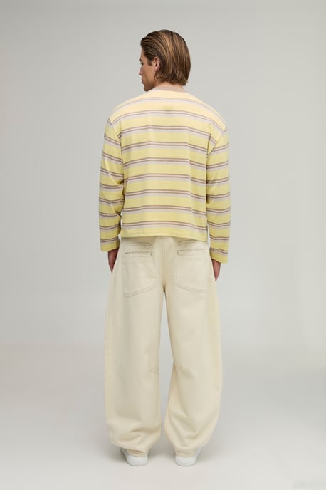 Oversized Boxy Stripe Long Sleeve T-Shirt - Image 2