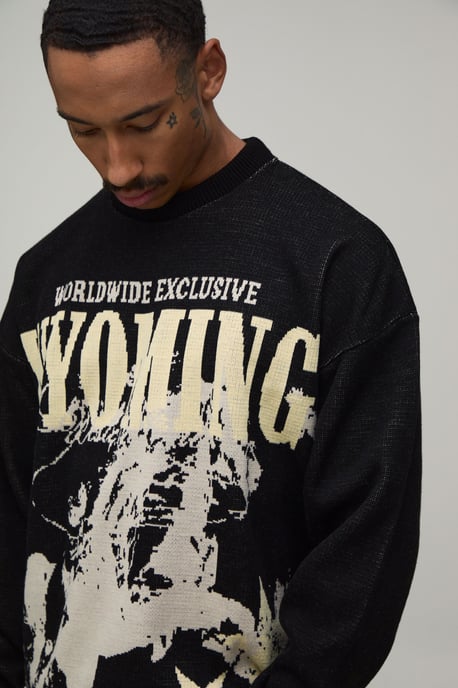 Relaxed Western Jacquard Knitted Jumper - Image 3