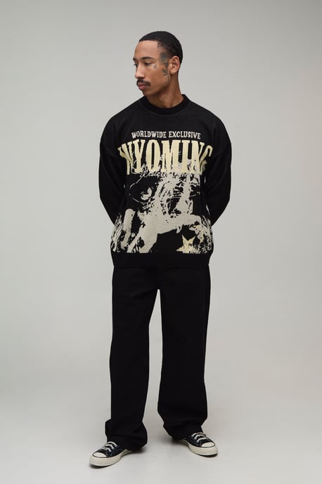 Relaxed Western Jacquard Knitted Jumper - Image 4