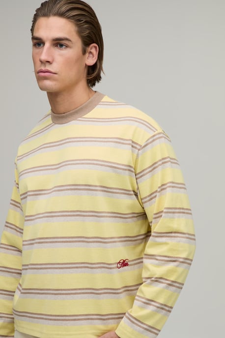 Oversized Boxy Stripe Long Sleeve T-Shirt - Image 3