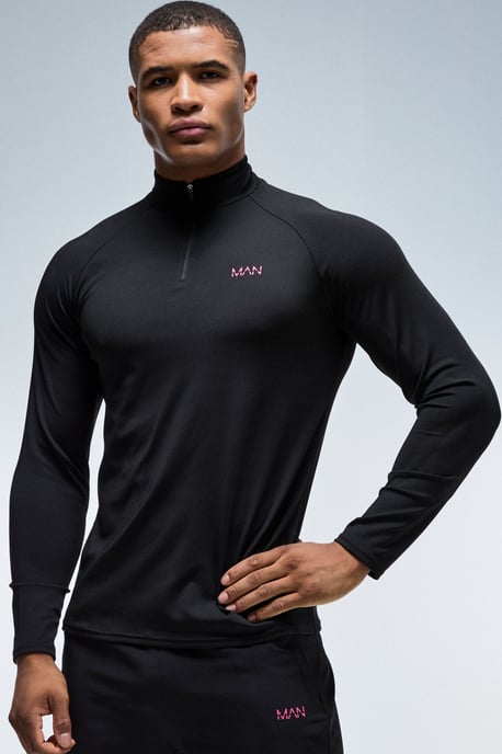 Man Active Neon Logo Performance Regular Fit 1/4 Zip - Image 1
