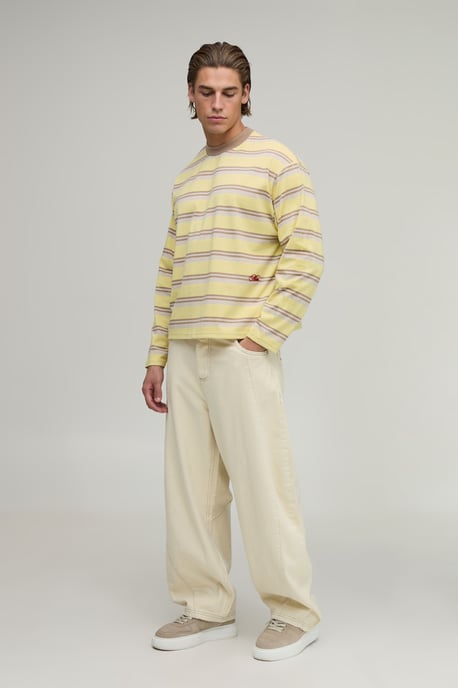 Oversized Boxy Stripe Long Sleeve T-Shirt - Image 4